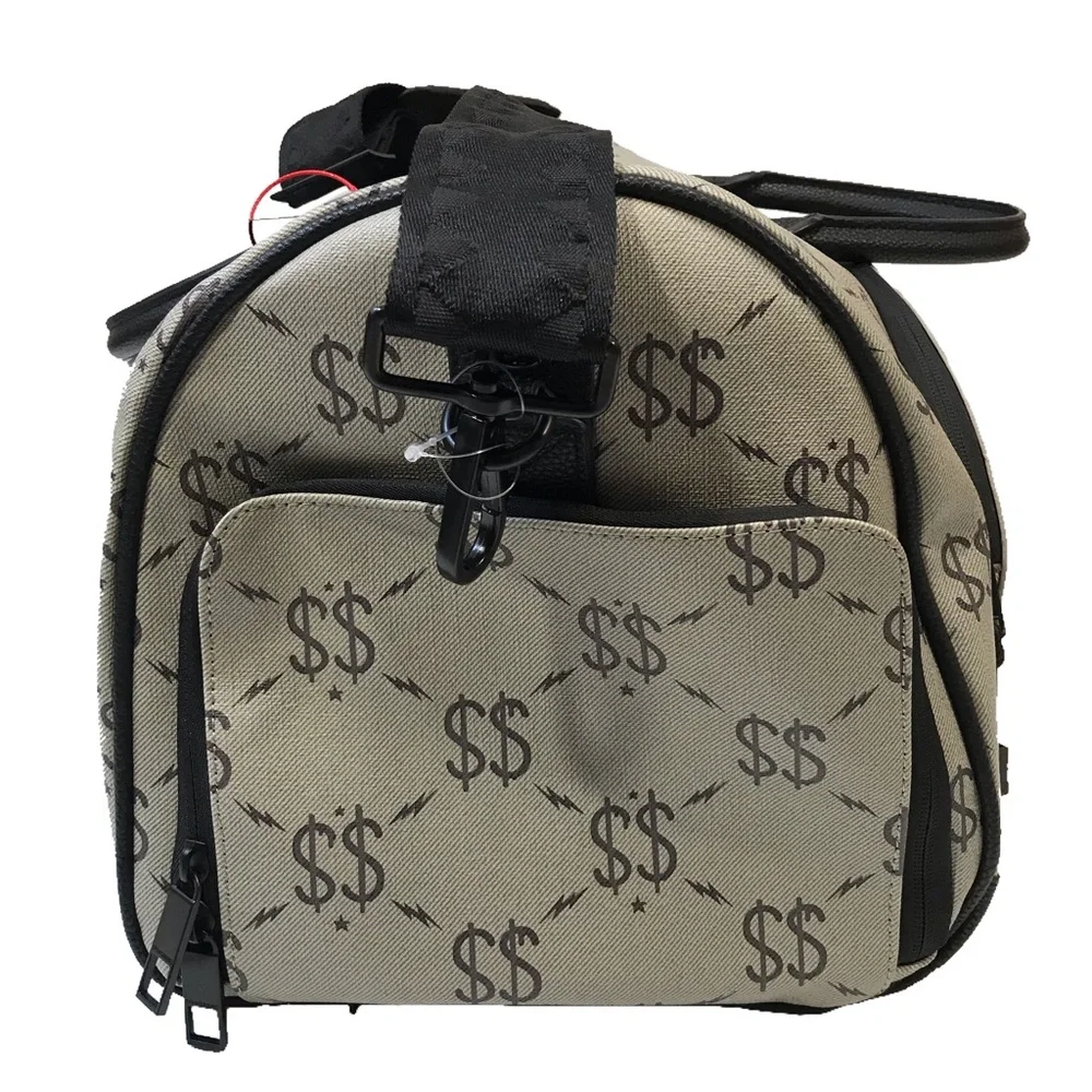 Men’s Sprayground “Double Dollar Sign” full sized duffel bag.